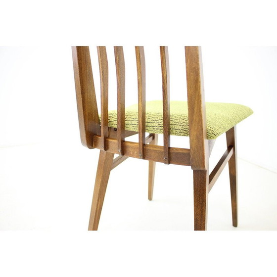 Image 1 of Ensemble de 4 chaises de salle à manger vintage en bois et tissu, Tchécoslovaquie années 1960