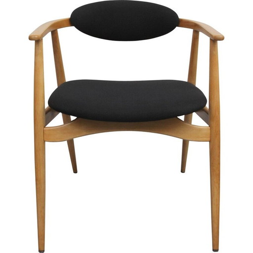 Fauteuil vintage noir en hêtre 1960