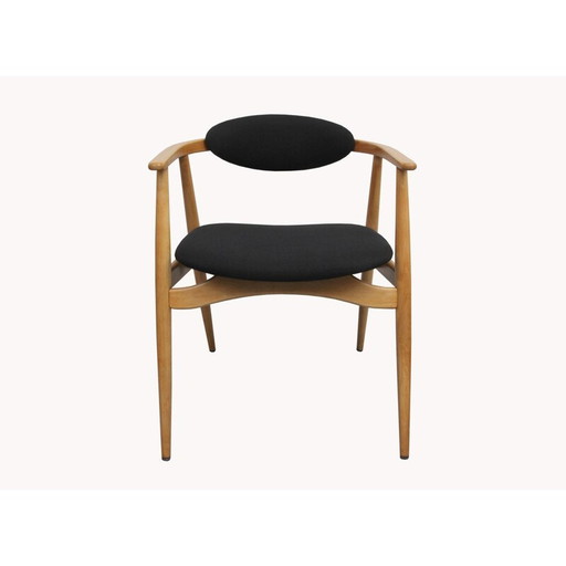 Fauteuil vintage noir en hêtre 1960