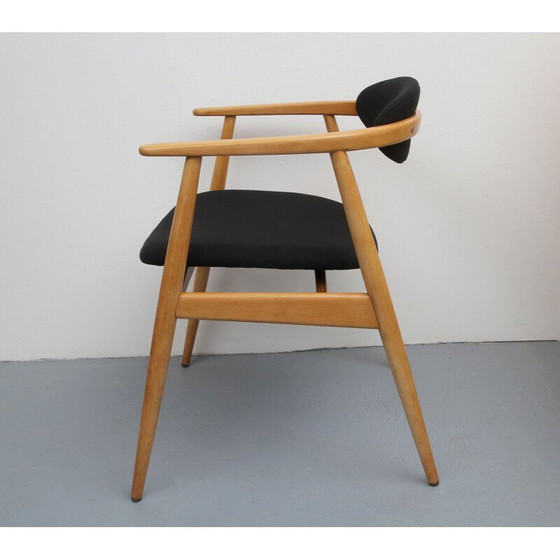 Image 1 of Fauteuil vintage noir en hêtre 1960