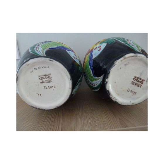 Image 1 of Paire de vases art déco vintage par Keramis-Charles Catteau, 1950