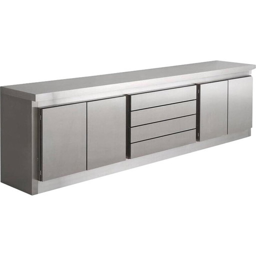 Buffet vintage en acier brossé par Lodovico Acerbis, Italie 1970