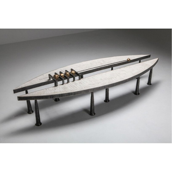 Image 1 of Table basse vintage en acier et pierre par Thomas Serruys Metal and Stone, 2019