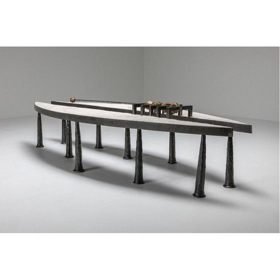 Image 1 of Table basse vintage en acier et pierre par Thomas Serruys Metal and Stone, 2019