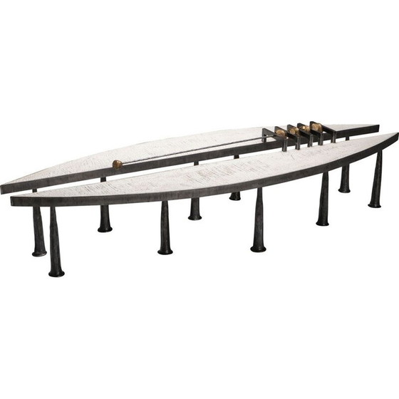 Image 1 of Table basse vintage en acier et pierre par Thomas Serruys Metal and Stone, 2019