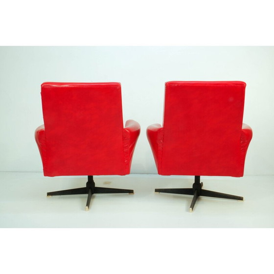 Image 1 of Paire de fauteuils pivotants rouges vintage de Drevotvar, 1978