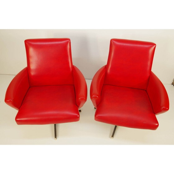 Image 1 of Paire de fauteuils pivotants rouges vintage de Drevotvar, 1978