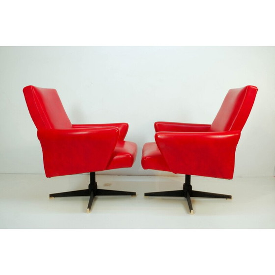 Image 1 of Paire de fauteuils pivotants rouges vintage de Drevotvar, 1978