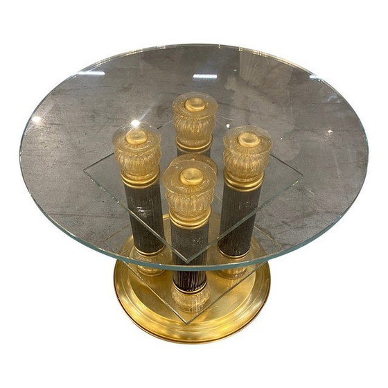 Image 1 of 1980S Vintage Venetian Black and Gold Coffee Table In Murano Glass Attributed