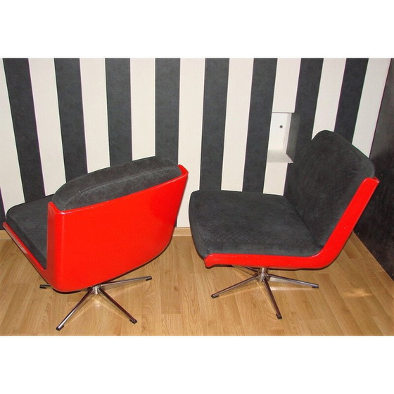 Image 1 of Paire de fauteuils vintage en fibre de verre laquée, Allemagne années 1960