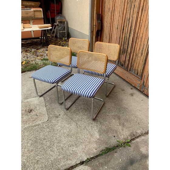 Image 1 of Ensemble de 4 chaises italiennes vintage B32 Cesca par Marcel Breuer, 1970
