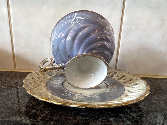 Image 1 of Tasse et soucoupe en porcelaine bleue