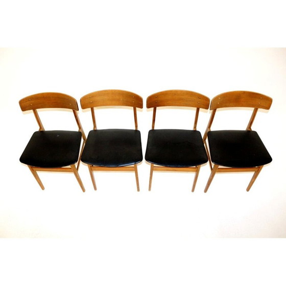 Image 1 of Ensemble de 4 chaises vintage en teck et hêtre Danemark années 1960