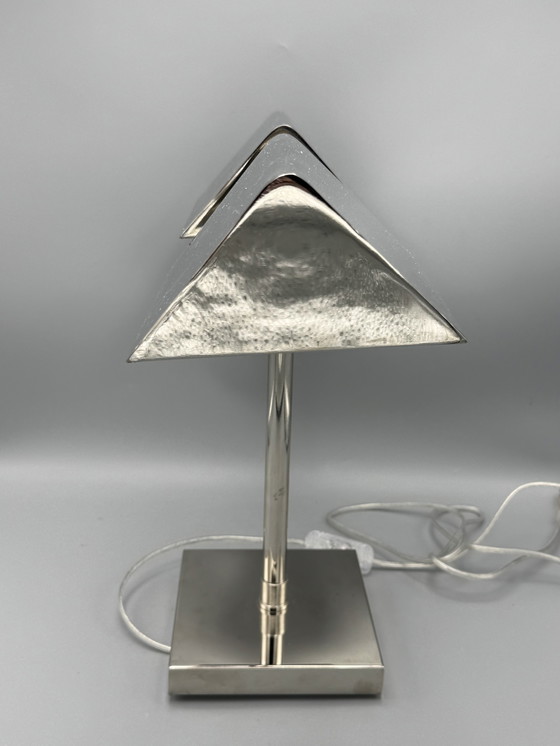 Image 1 of Vintage Ralph Lauren Silver Chrome Banker's Table Dual Lamp
