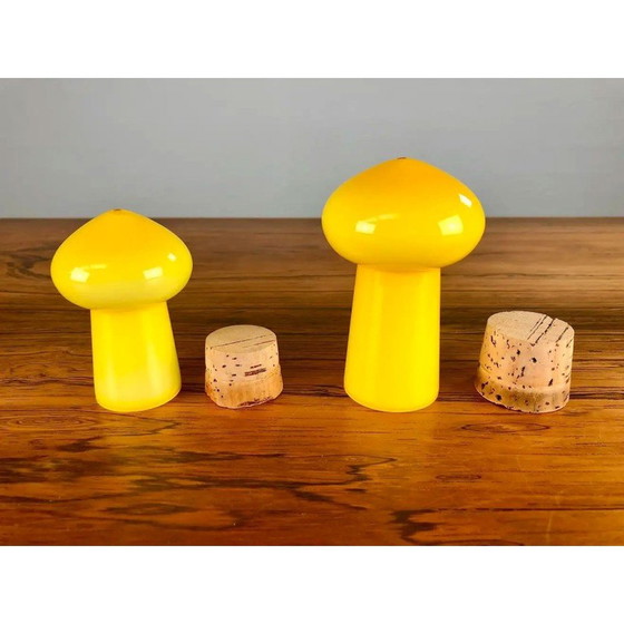 Image 1 of Ensemble sel et poivre vintage danois en verre jaune par Michael Bang pour Holmegaard, 1970
