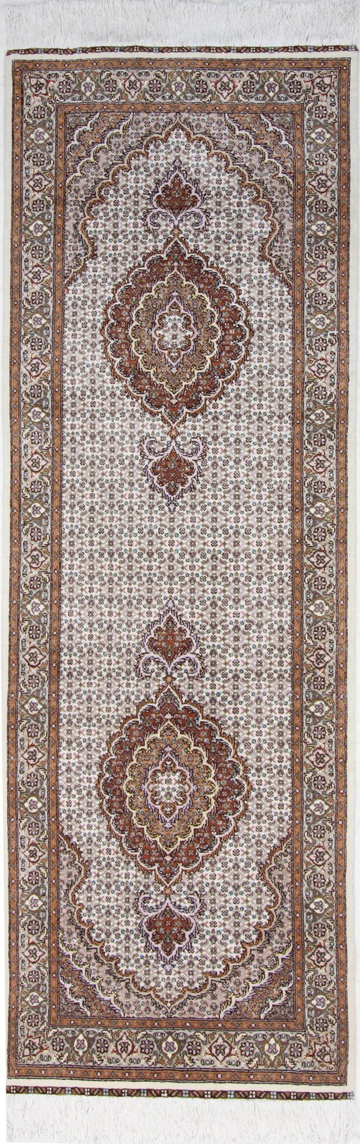 Tapis persan original noué à la main Tabriz 50 Raj Fin avec soie 247 X 80 cm Top condition Nouveau