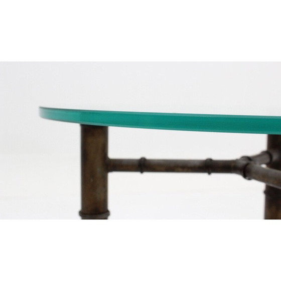 Image 1 of Table basse vintage en métal, faux bambou, Italie 1970