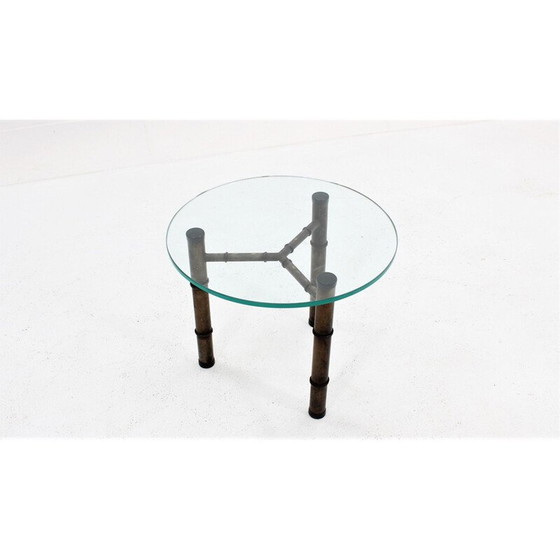 Image 1 of Table basse vintage en métal, faux bambou, Italie 1970