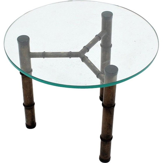 Image 1 of Table basse vintage en métal, faux bambou, Italie 1970