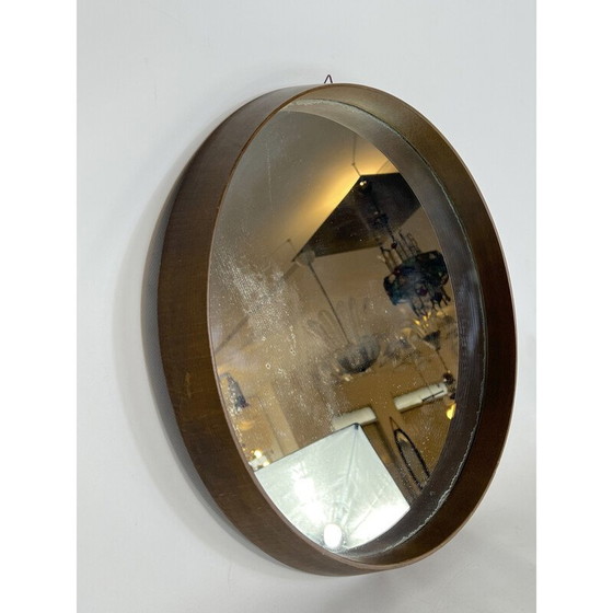 Image 1 of Miroir mural rond en bois italien, 1950