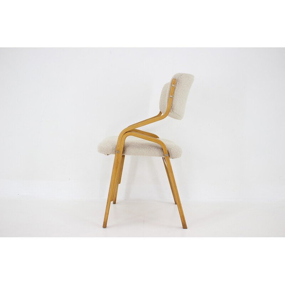 Image 1 of Ensemble de 4 chaises vintage en bois courbé et tissu bouclé par Ludvík Volák pour Dřevopodnik Holešov, Tchécoslovaquie 1970