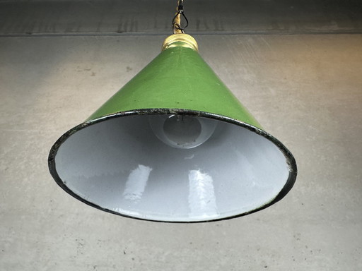 Lampe pendante vintage en émail - Vert