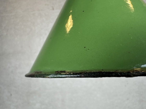 Image 1 of Lampe pendante vintage en émail - Vert