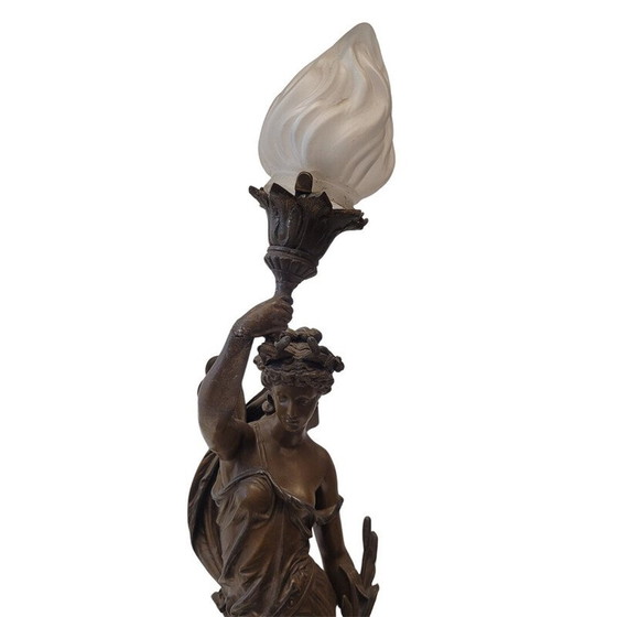Image 1 of Paire de lampes de table vintage en bois et calamine