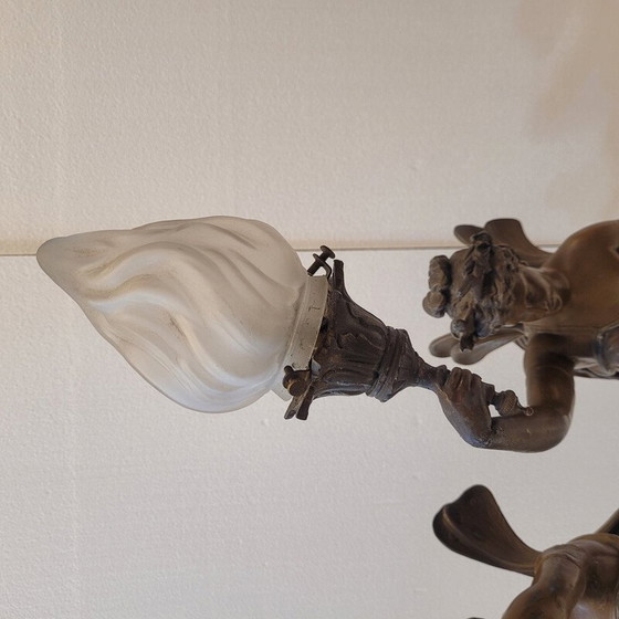 Image 1 of Paire de lampes de table vintage en bois et calamine