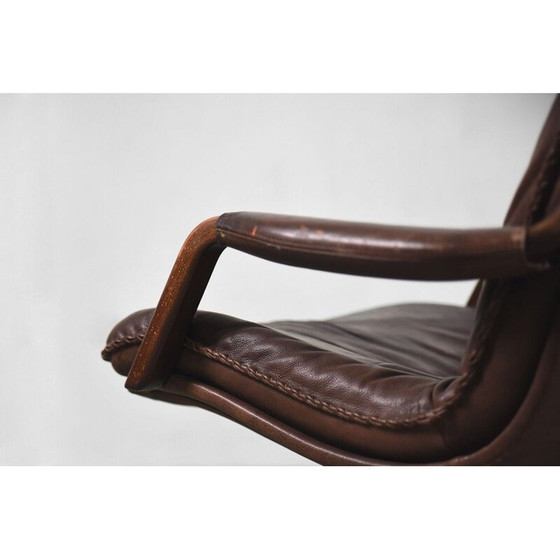 Image 1 of Fauteuil et ottoman en cuir vintage réglable de Berg Furniture, 1970