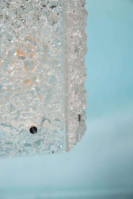 Image 1 of Suspension vintage hexagonale en verre et chrome années 1960