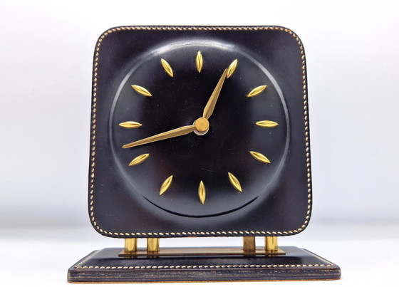 Image 1 of Horloge en cuir piqué Mid Century