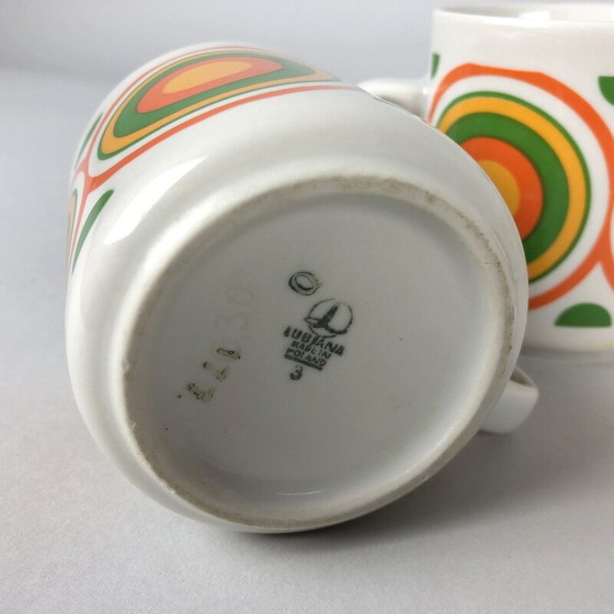Image 1 of Lot de 6 mugs vintage avec motif de cercle coloré par Lubiana, Pologne, années 1970