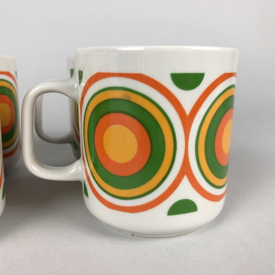 Image 1 of Lot de 6 mugs vintage avec motif de cercle coloré par Lubiana, Pologne, années 1970