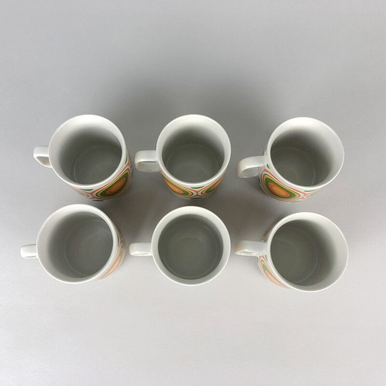 Image 1 of Lot de 6 mugs vintage avec motif de cercle coloré par Lubiana, Pologne, années 1970