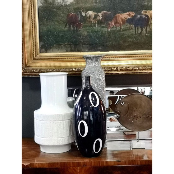 Image 1 of Vase de sol vintage bicolore noir et blanc, 1960