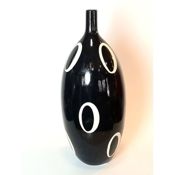 Image 1 of Vase de sol vintage bicolore noir et blanc, 1960