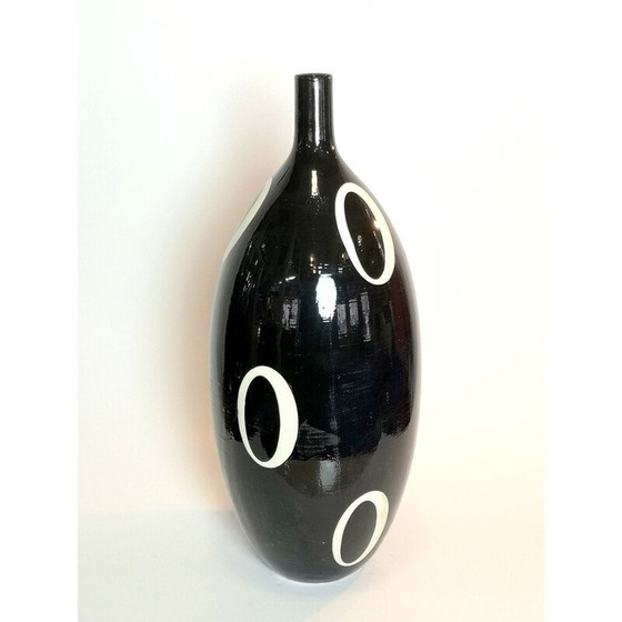 Image 1 of Vase de sol vintage bicolore noir et blanc, 1960