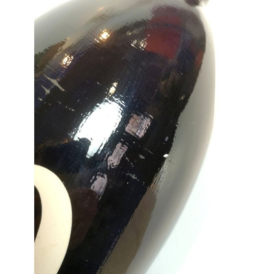 Image 1 of Vase de sol vintage bicolore noir et blanc, 1960