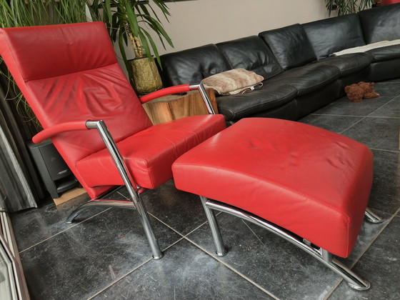 Image 1 of 2 X Fauteuil Leolux avec pouf assorti