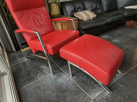 Image 1 of 2 X Fauteuil Leolux avec pouf assorti