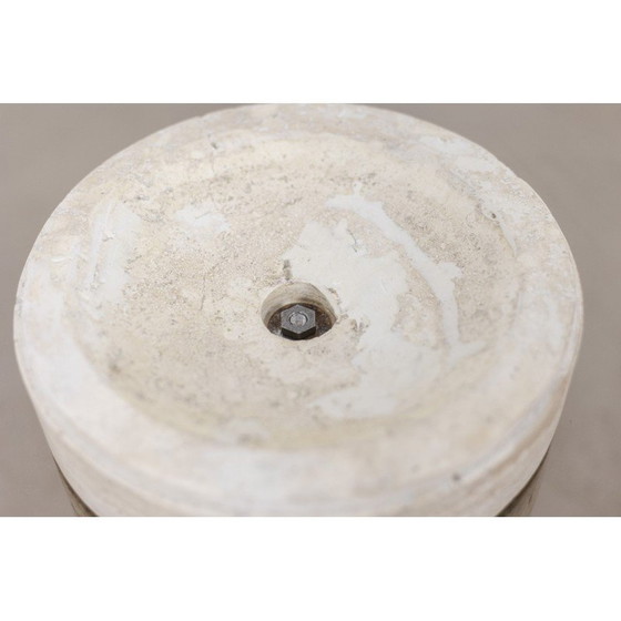 Image 1 of Table basse vintage en travertin et verre fumé, 1970