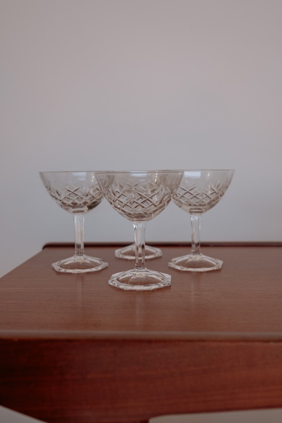 Image 1 of Set de 4 coupes de champagne en cristal