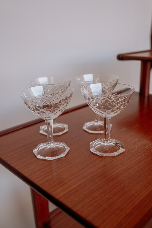 Set de 4 coupes de champagne en cristal