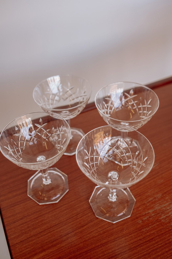 Image 1 of Set de 4 coupes de champagne en cristal