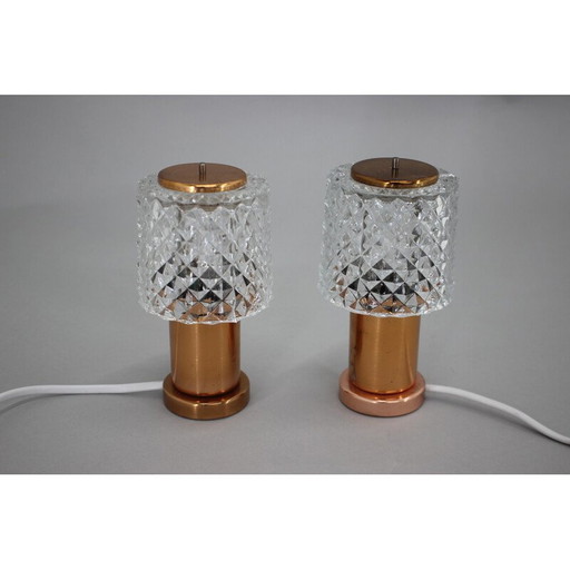 Paire de lampes de table vintage en cuivre par Kamenicky Senov, Tchécoslovaquie