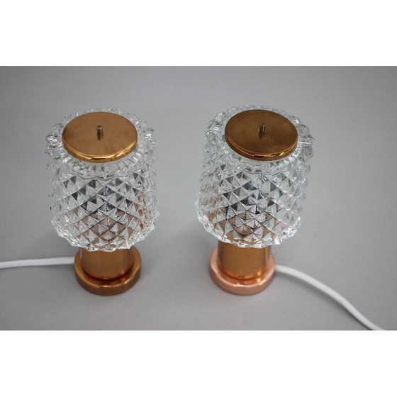 Image 1 of Paire de lampes de table vintage en cuivre par Kamenicky Senov, Tchécoslovaquie