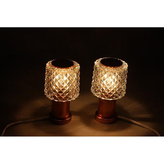 Image 1 of Paire de lampes de table vintage en cuivre par Kamenicky Senov, Tchécoslovaquie