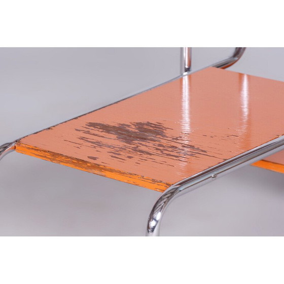 Image 1 of Etagère vintage en acier chromé et bois laqué, Tchécoslovaquie 1930