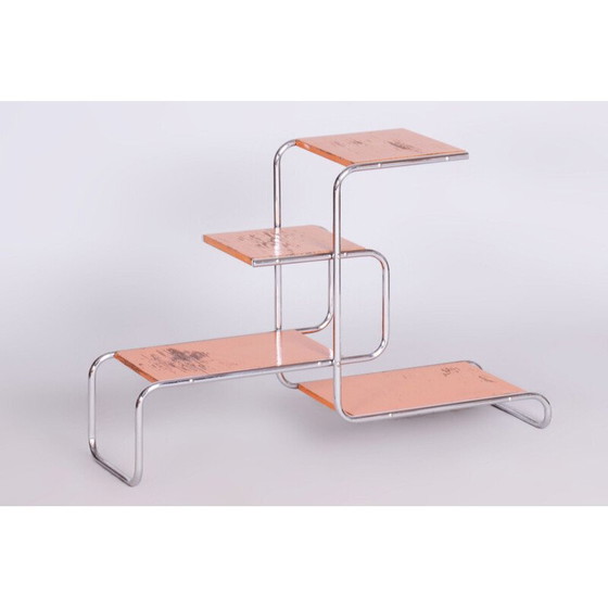 Image 1 of Etagère vintage en acier chromé et bois laqué, Tchécoslovaquie 1930